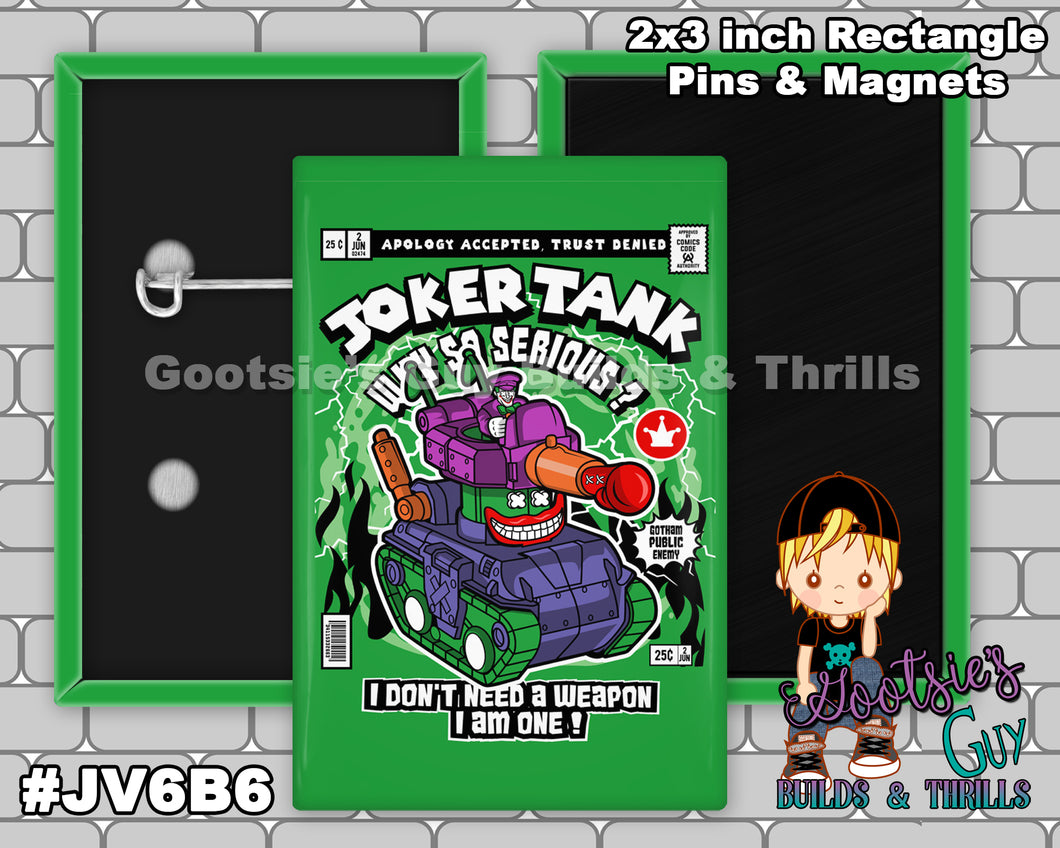 #JV6B6 - Joker Tank - 2x3 inch rectangle button