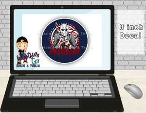 3 inch Mr. Goalie for President decal (Momma's Boy)