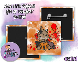 #K11B1 - Unicorn Sam - 2x2 inch square button (2022 edition)