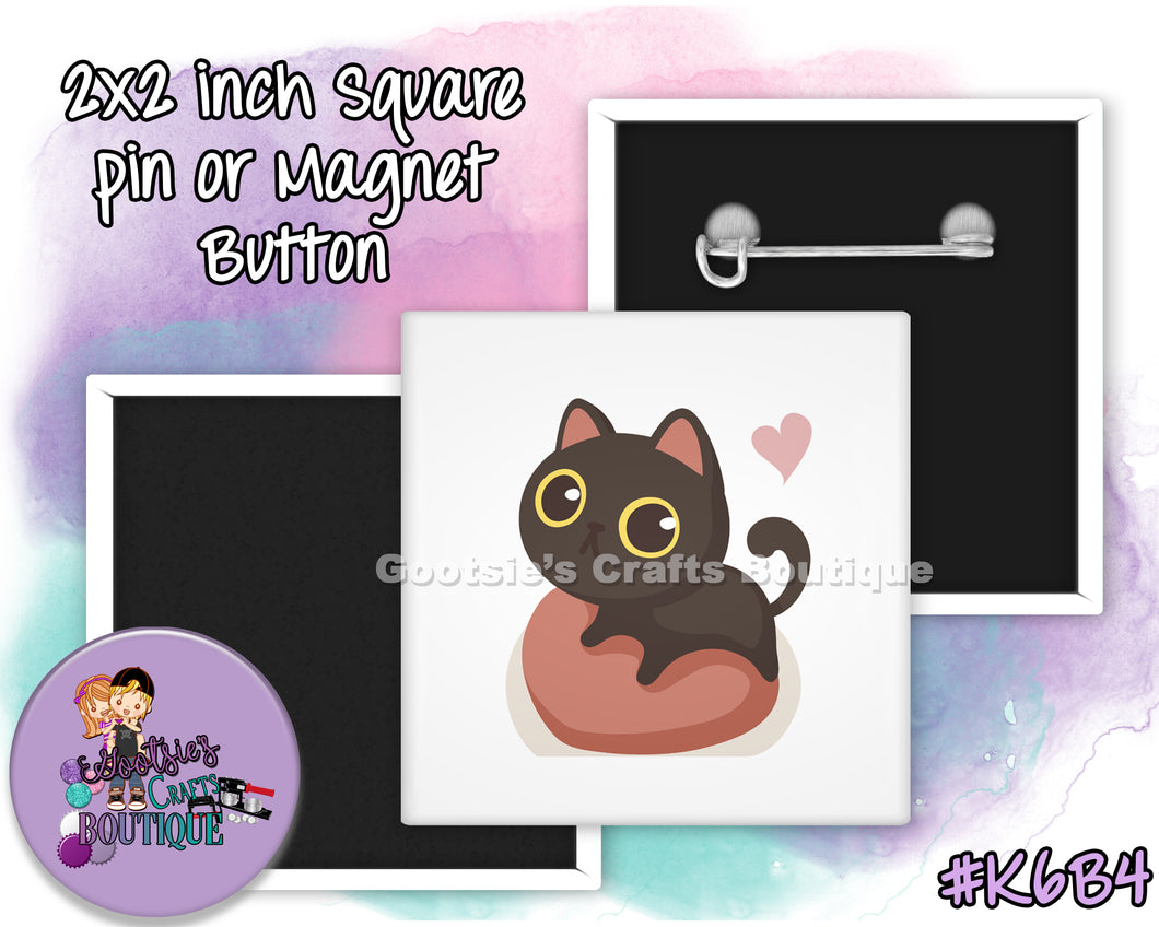 #K6B4 - Black Cat - 2x2 inch square button