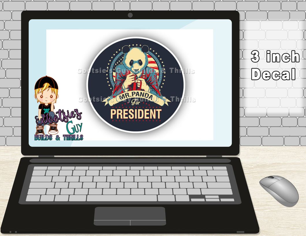 3 inch Mr. Panda for President decal
