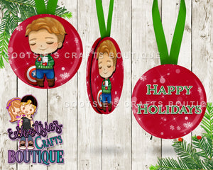 3.50 inch Double sided Ornament Happy Holidays