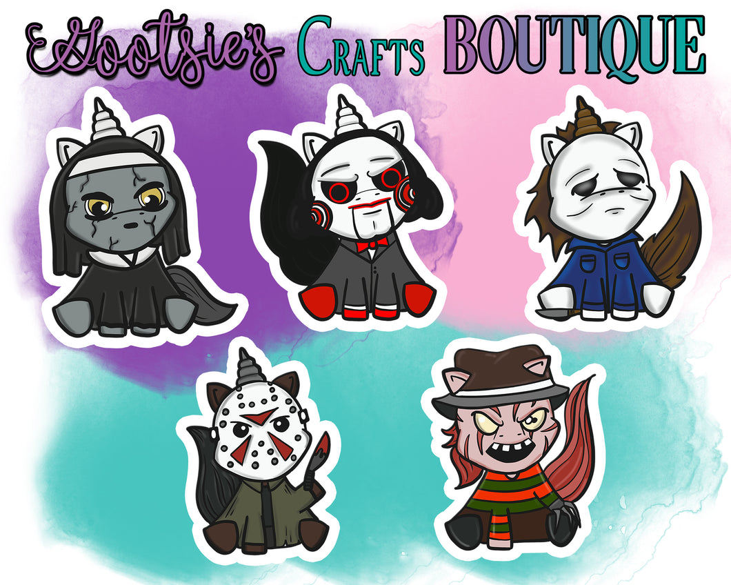 Horror Unicorns 2022 edition Matte Vinyl stickers (set 2)