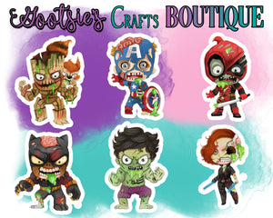 Zombie Superhero Matte Vinyl stickers