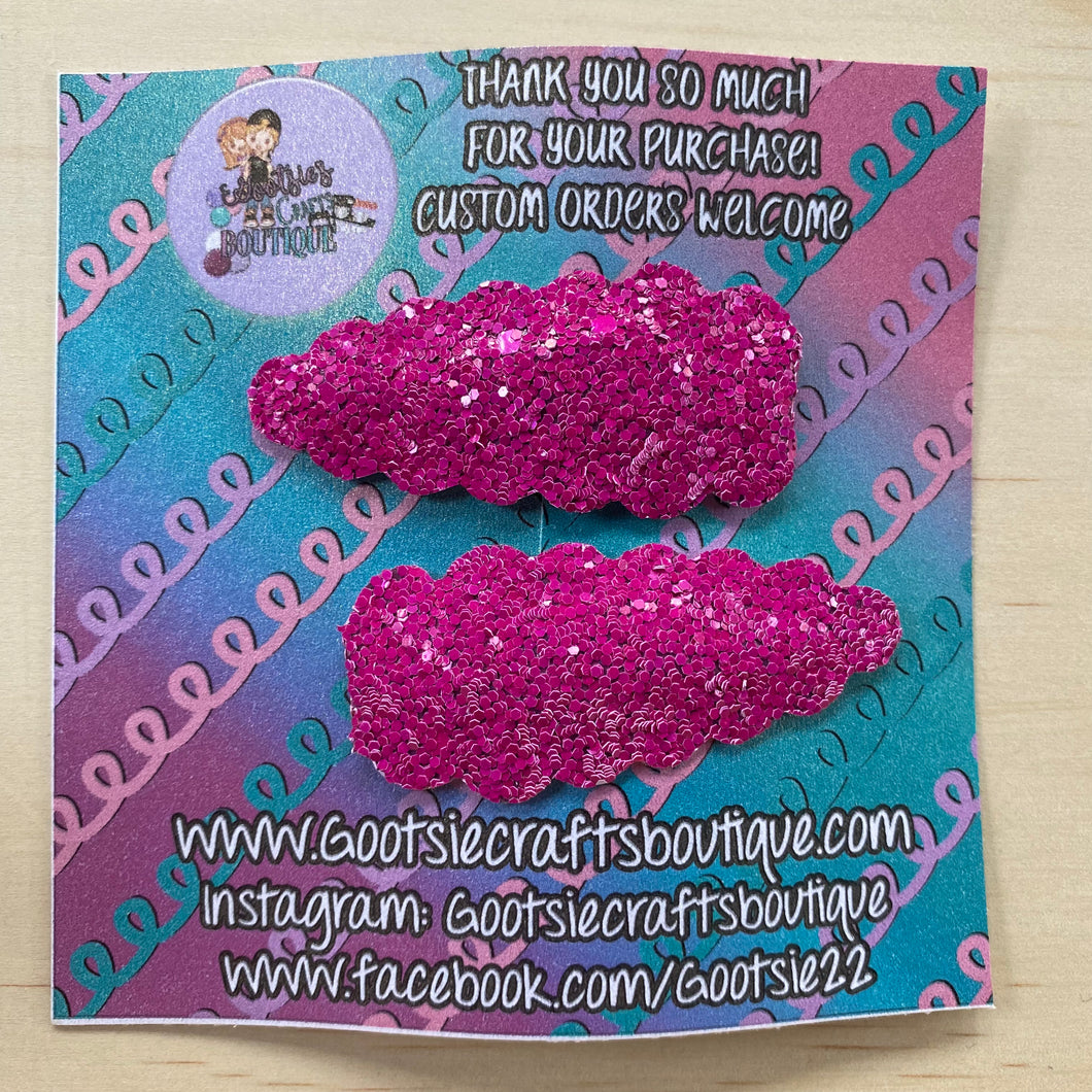Chunky Glitter Scalloped teardrop Snap clip sets