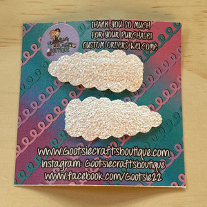 Chunky Glitter Scalloped teardrop Snap clip sets