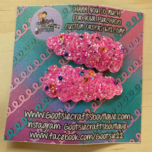 Chunky Glitter Scalloped teardrop Snap clip sets