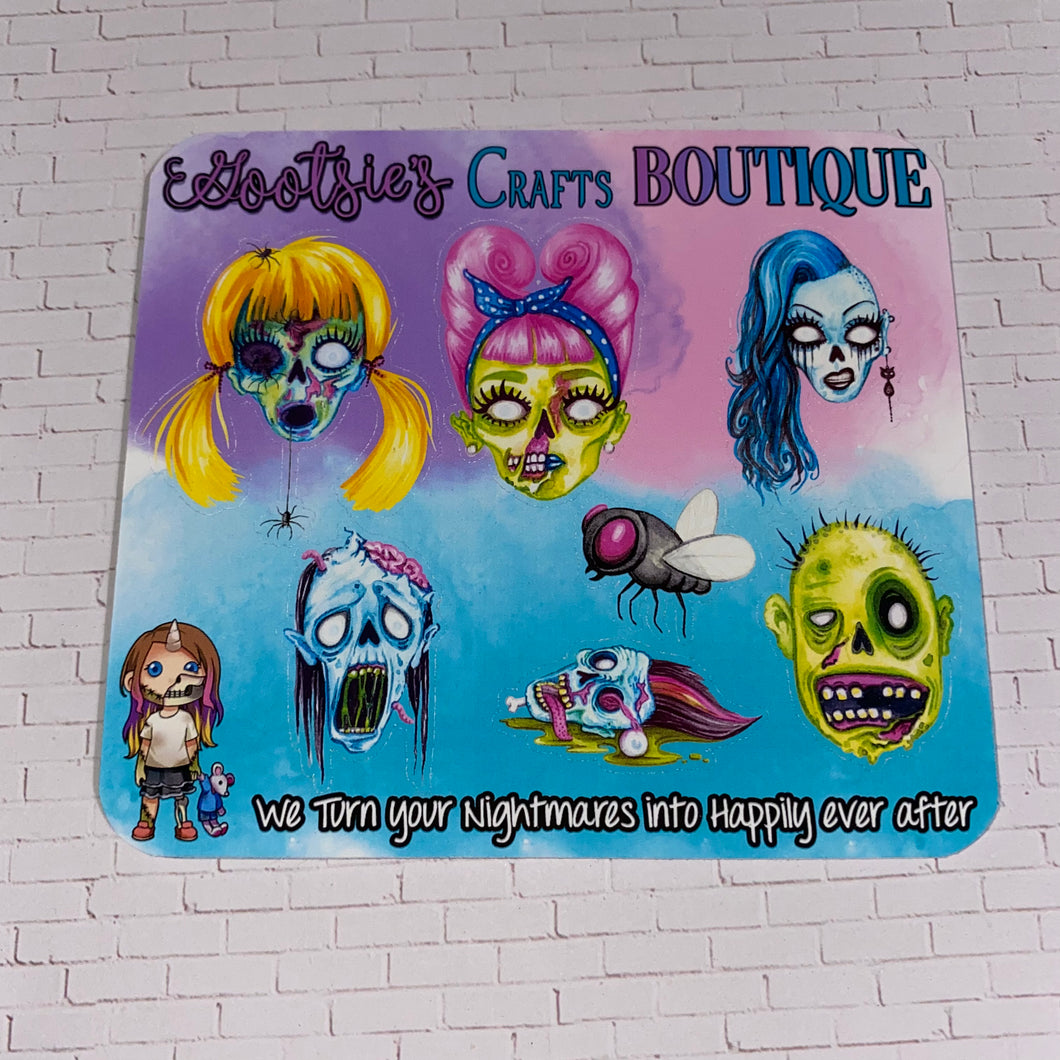 Zombies mini sticker sheet