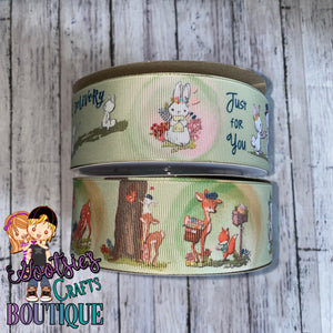 GCB USDR Bunny & Deer Postman Double sided Heat Transfer ribbon 1.50 inch