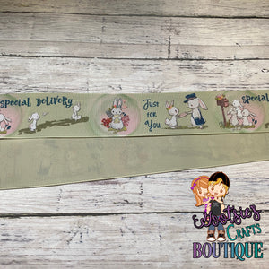 GCB USDR Bunny & Deer Postman Double sided Heat Transfer ribbon 1.50 inch