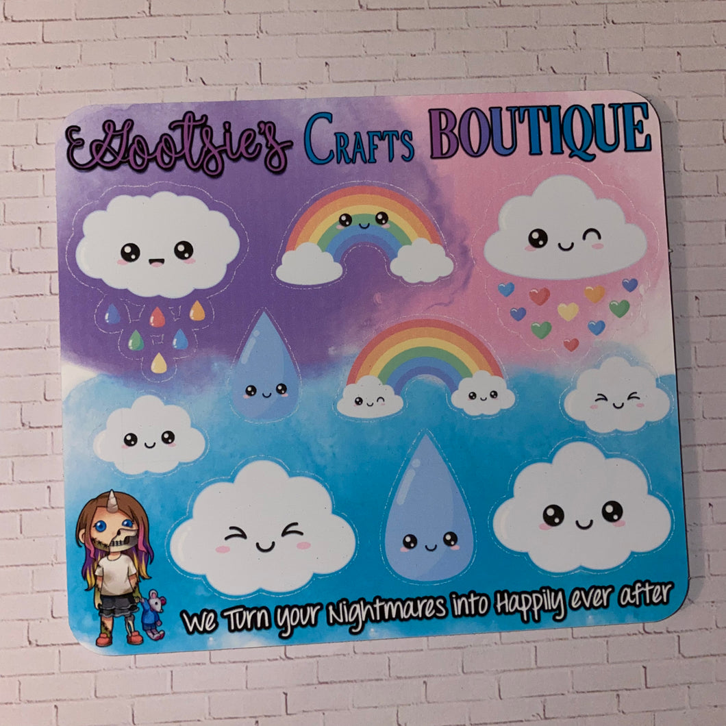 Clouds & Rainbows mini sticker sheet