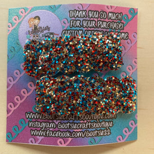 Chunky Glitter Scalloped Boxy Snap clip sets