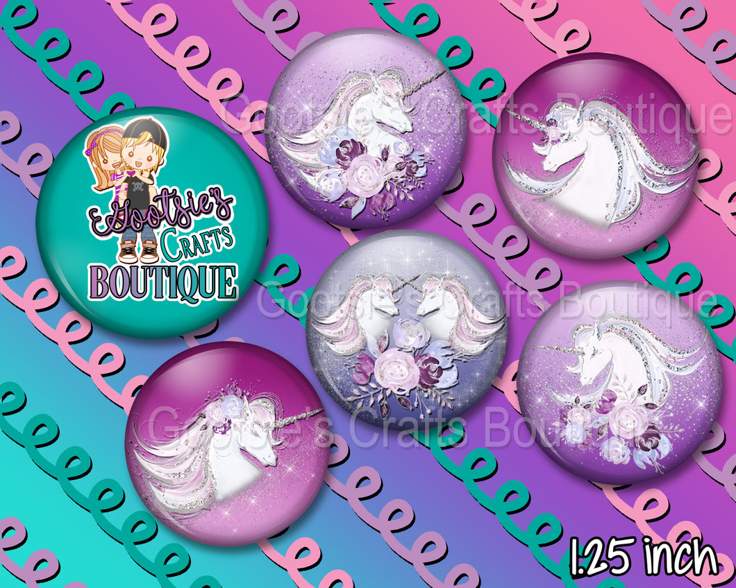 C1R4 - 1.25 inch flatback buttons Unicorn Spirit